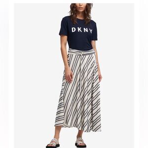 NEW! DKNY Asymmetrical Eyelash Fringe Stripe Belted Maxi Skirt - 4 ~ $109